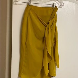 Yellow wrap midi skirt